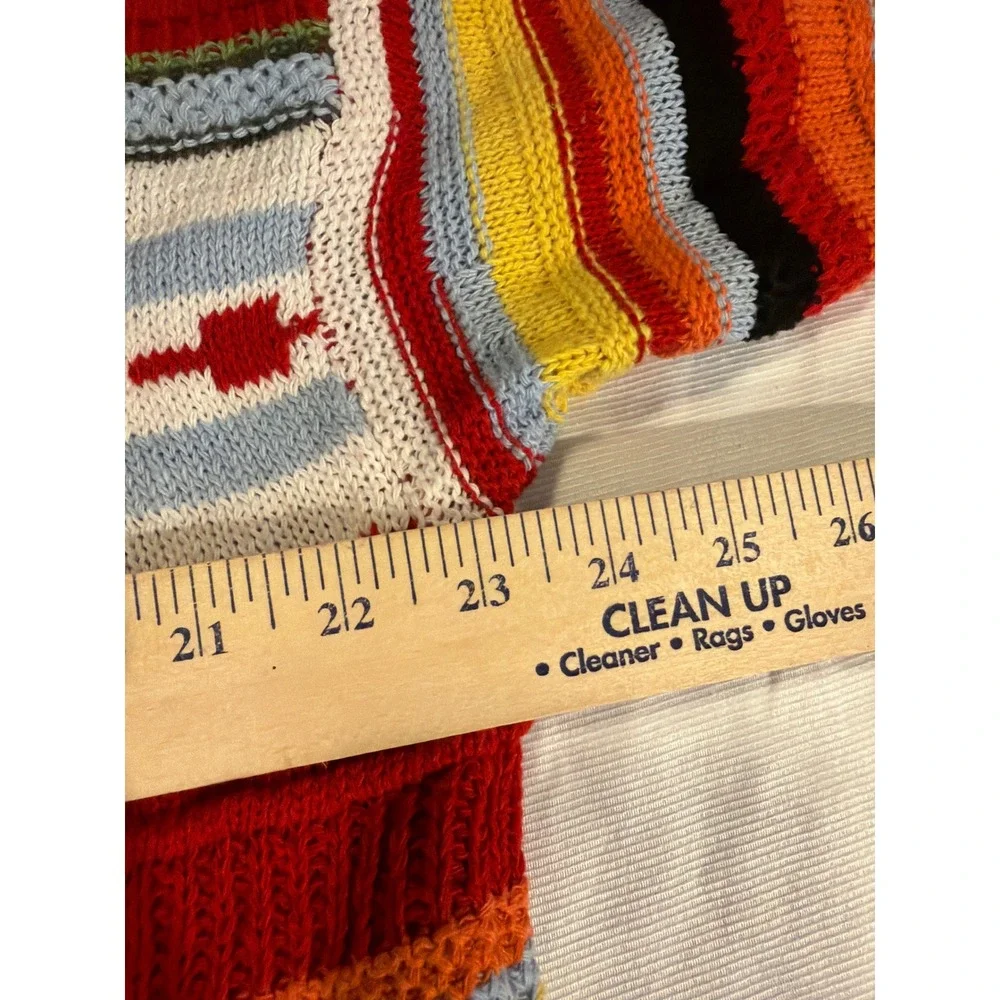 VTG Polo Ralph Lauren Striped Collar Cardigan Southwestern Knit Silver Button - Picture 3 of 4